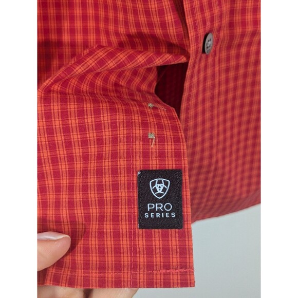 Ariat Boys Teen Pro Series Plaid Red Button Down Shirt Cowboy Western Sz XL (18) - Picture 7 of 10